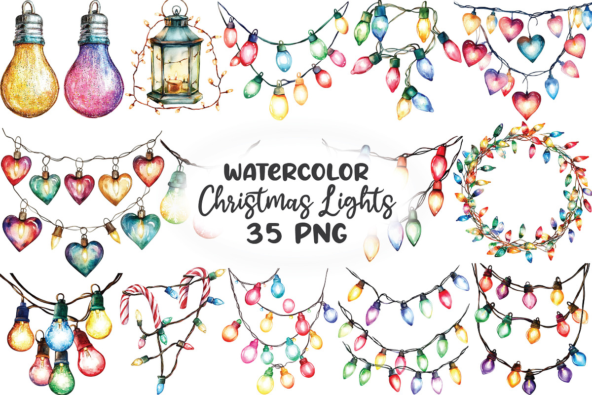 Sparkling Christmas Lights Clipart, an Illustration by CraftArtStudio (Photo 1 of 6)