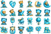 Baby Boy Clipart, Blue Teddy Bear Cl, an Illustration by Sublimation Artist (Thumbnail 2 of 6)