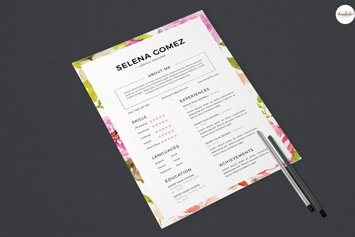 Elegant CV and Cover Letter template, a Resume Template by Emaholic Template (Photo 5 of 5)