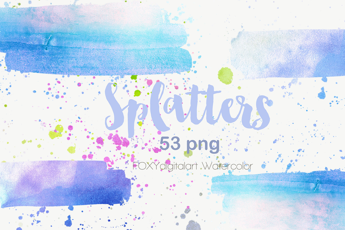Watercolor splatters paint splashes, a Texture Graphic by FOXYdigitalart (Photo 7 of 12)