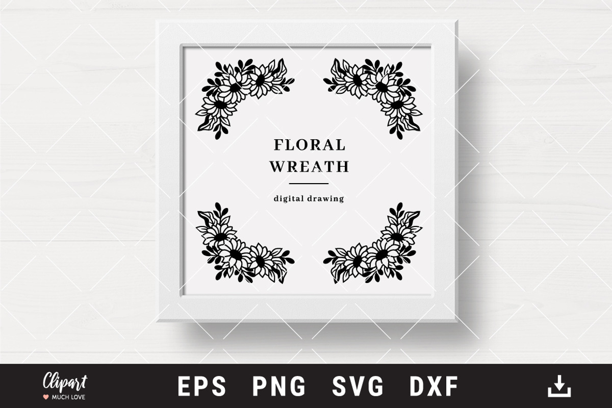Sunflower wreath border & corner SVG, an Object Graphic by ClipartMuchLove (Photo 4 of 8)
