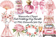 Pink Wedding Day Clipart, an Illustration by DreamCafeArt (Thumbnail 1 of 7)