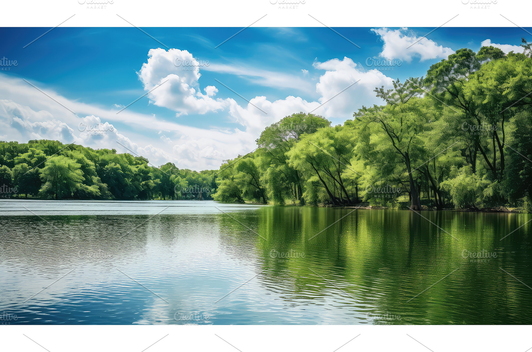 water trees and lake ai generated, a Nature Photo by pikepicture
