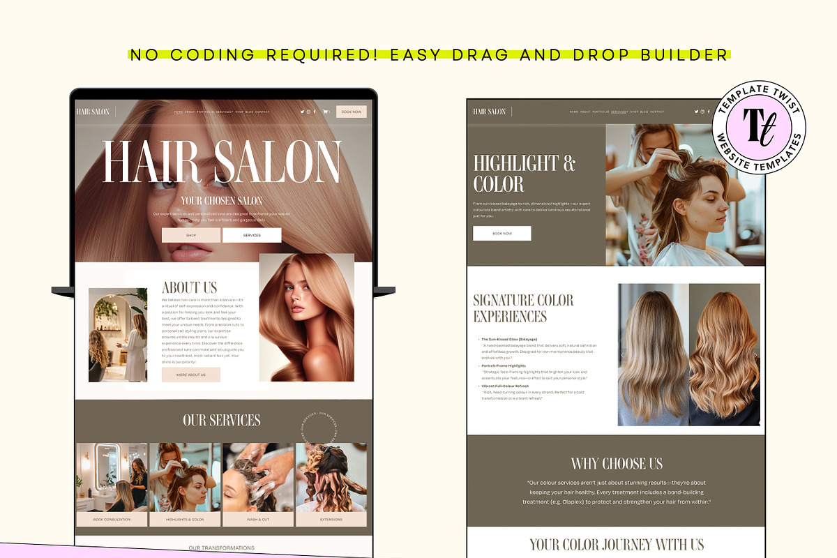 Hairdresser Stylist Website Template, a Templates & Theme by Template Twist Shop (Photo 7 of 10)