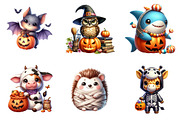 Watercolor Halloween Animals PNG, an Illustration by SinaCreation (Thumbnail 4 of 7)