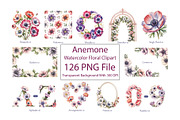 Anemone Watercolor Floral Clipart, a Decorative Illustration by ForhadGFX (Thumbnail 2 of 14)