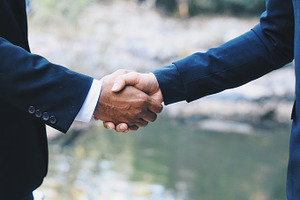 Green business handshake deal 