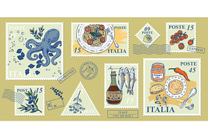 Italian pasta postage stamp