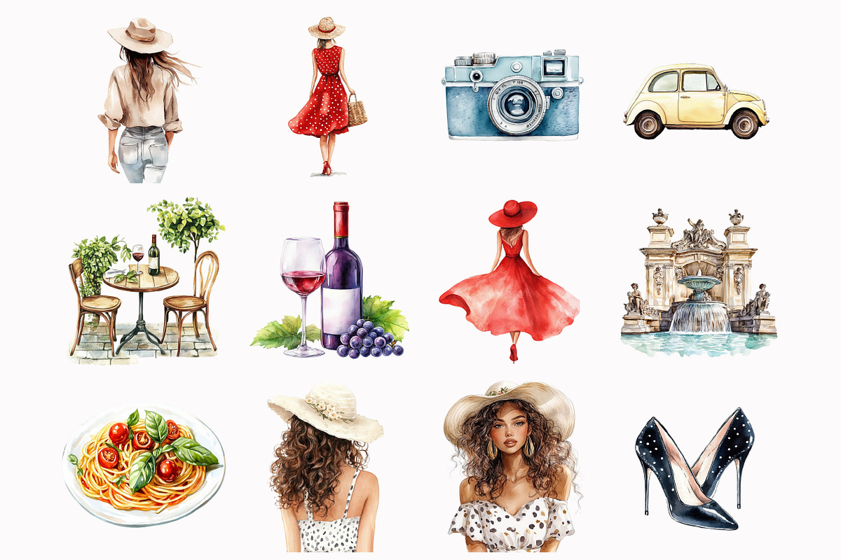 Watercolor Ciao Roma Clipart, an Illustration by Design Market (Photo 2 of 4)