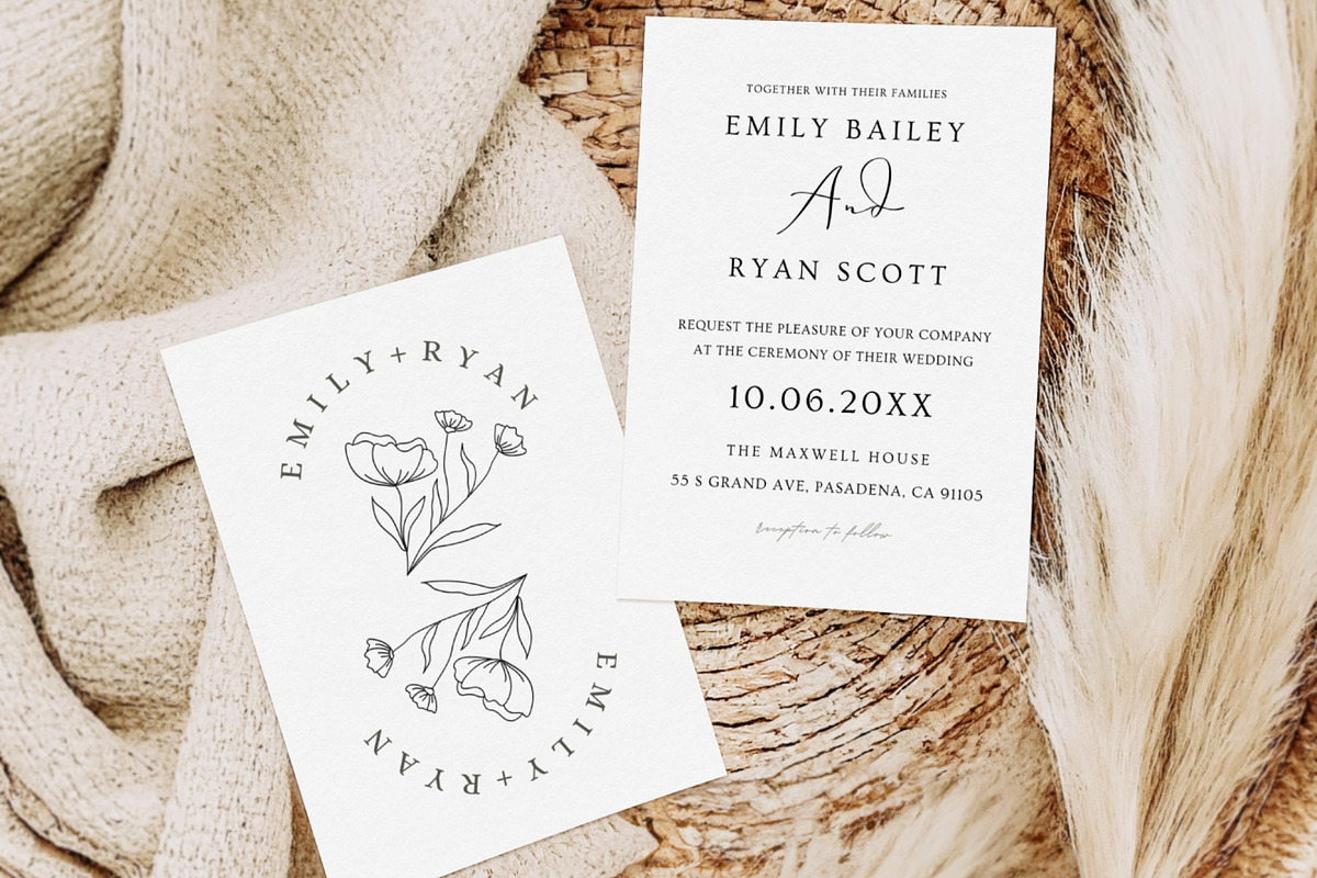 Minimalist Wedding Invitation Bundle, an Invitation Template by Meher Sadiah (Photo 5 of 6)