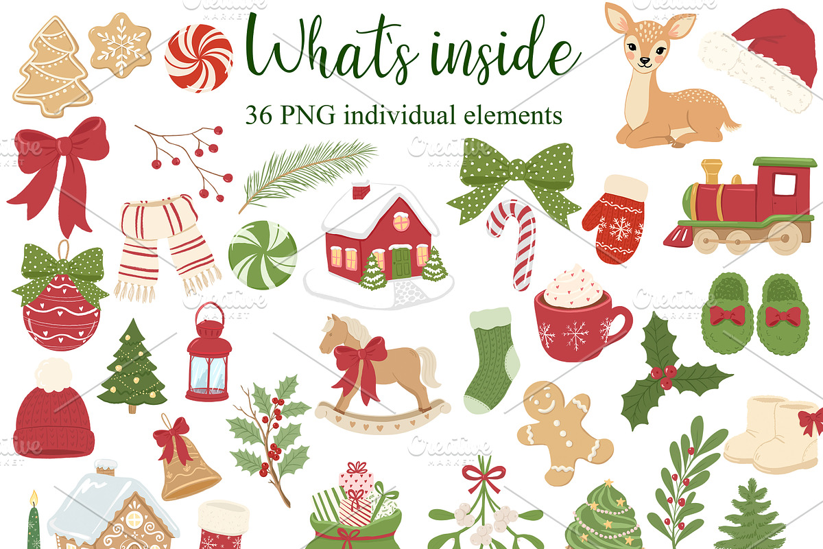 Hand Painted Christmas Clipart PNG, a Seasonal Illustration by PatternPalette (Photo 2 of 13)
