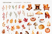 Cozy autumn watercolor clipart, an Illustration by Hanna's ArtLab (Thumbnail 2 of 6)
