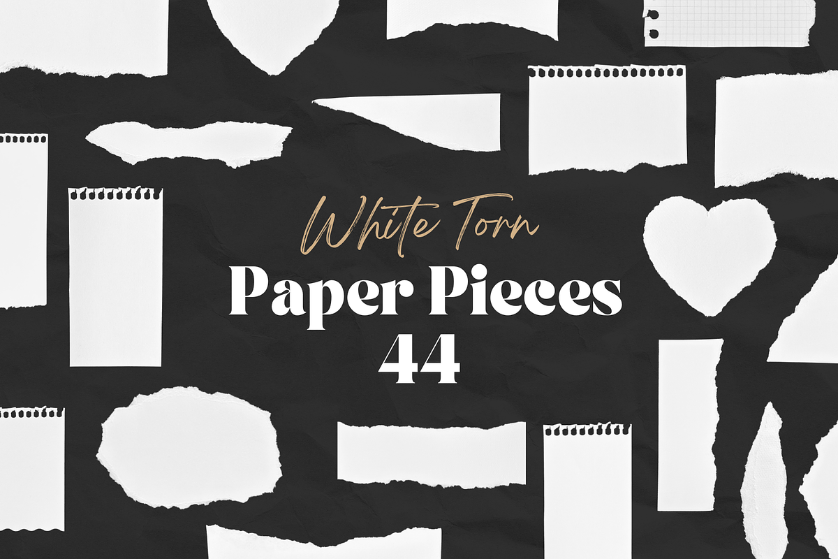 44 White Ripped Paper Pieces, a Texture Graphic by Ksuview (Photo 1 of 5)