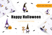 Halloween gnomes clipart, an Illustration by KeronnArt (Thumbnail 1 of 6)