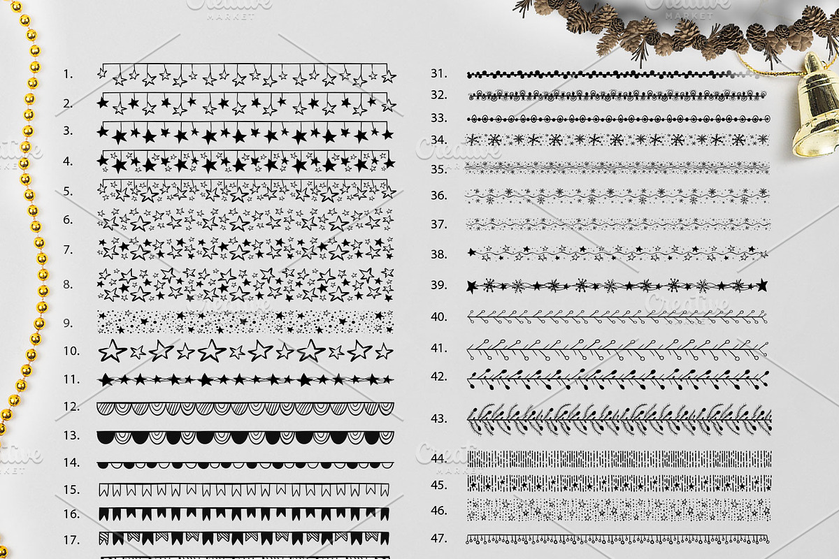 60 Christmas Pattern Brushes, a Brush Add-On by Mallinka (Photo 2 of 10)