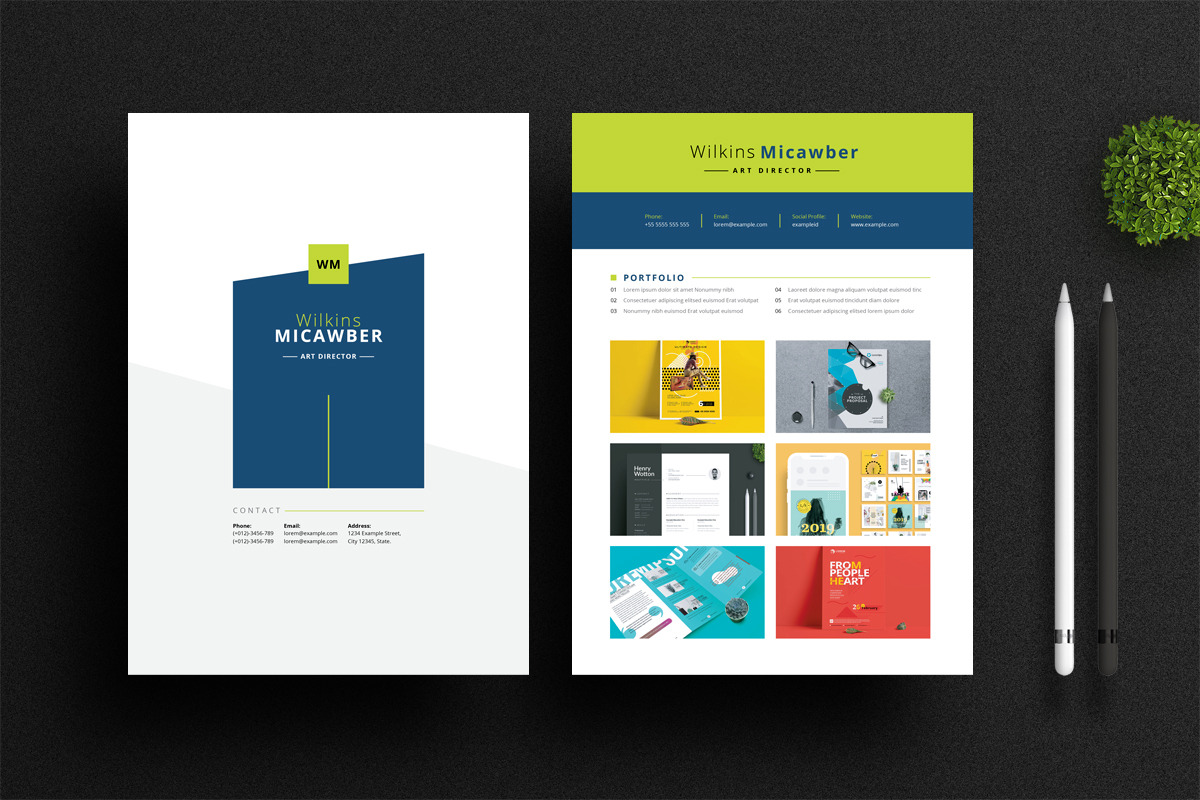 Green Navy Blue Resume / CV preview 2