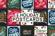 5 Printable Holiday Postcards, a Card Template by letteringbynica (Thumbnail 1 of 4)