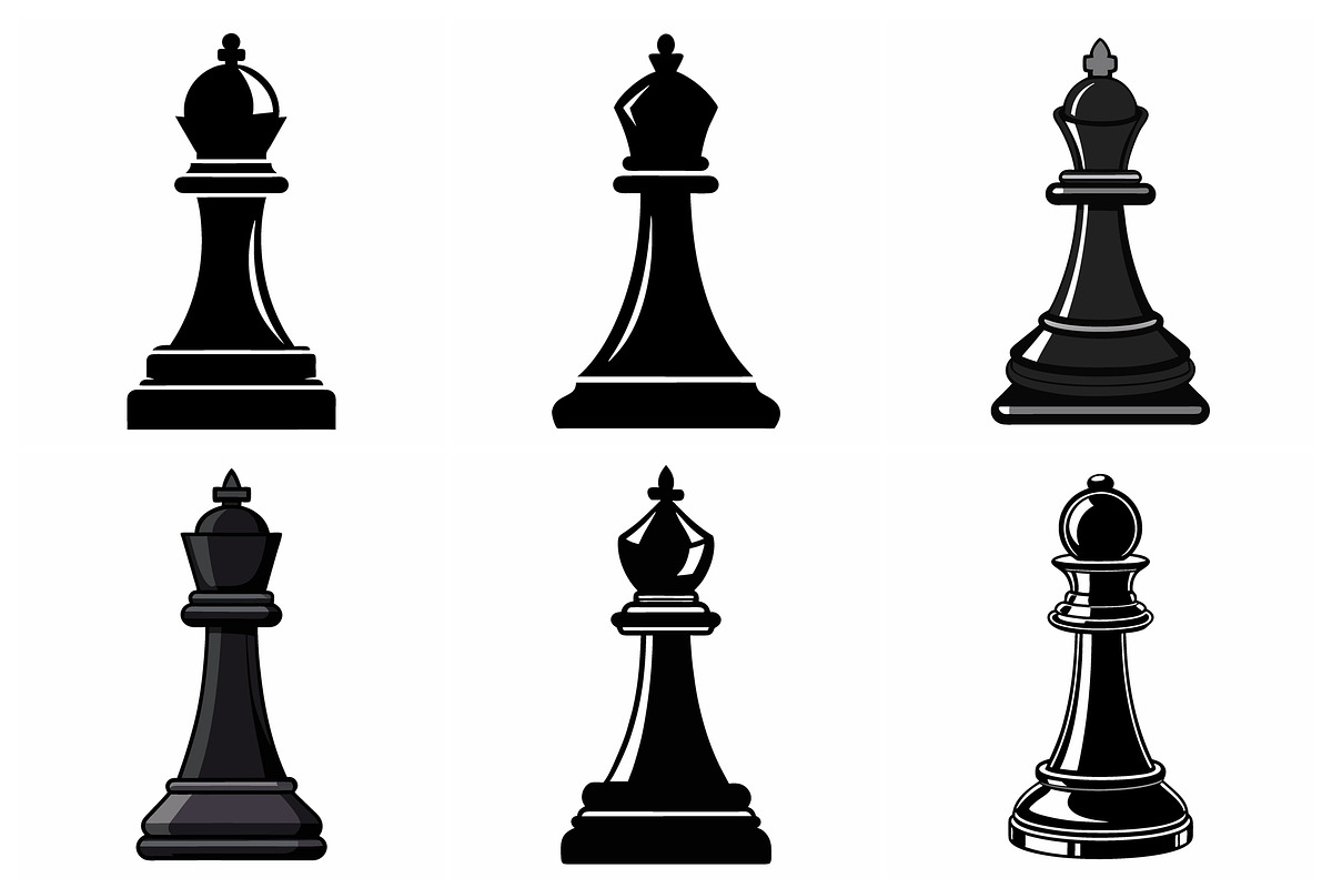 Six Black Chess vector illustration, an Object Graphic by Billah Hub