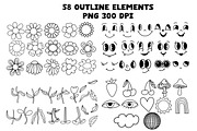 Flower Power Groovy Png Clipart Set, an Object Graphic by Brush Lab (Thumbnail 3 of 5)