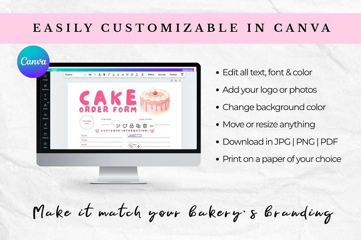 Cake Order Form Editable Template preview 4