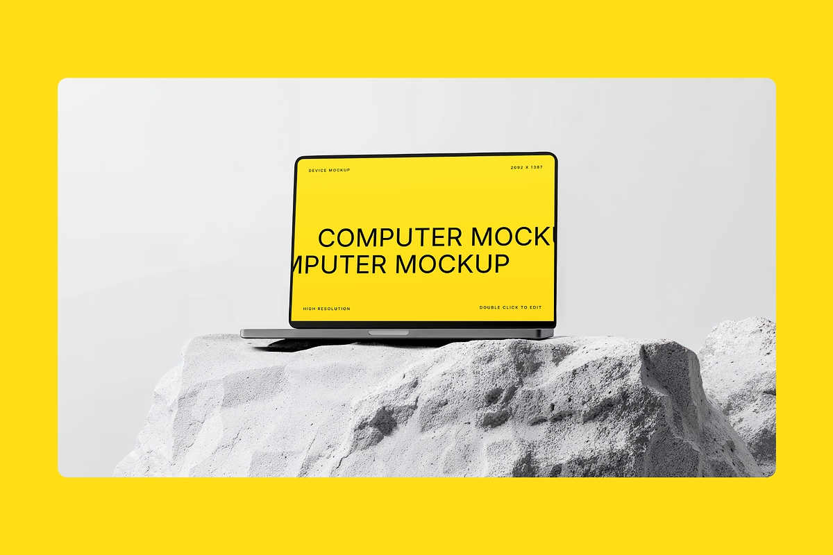 3 Computer Mockups on White Stone, a Mac Mockup by rodrigofkaminski (Photo 2 of 5)