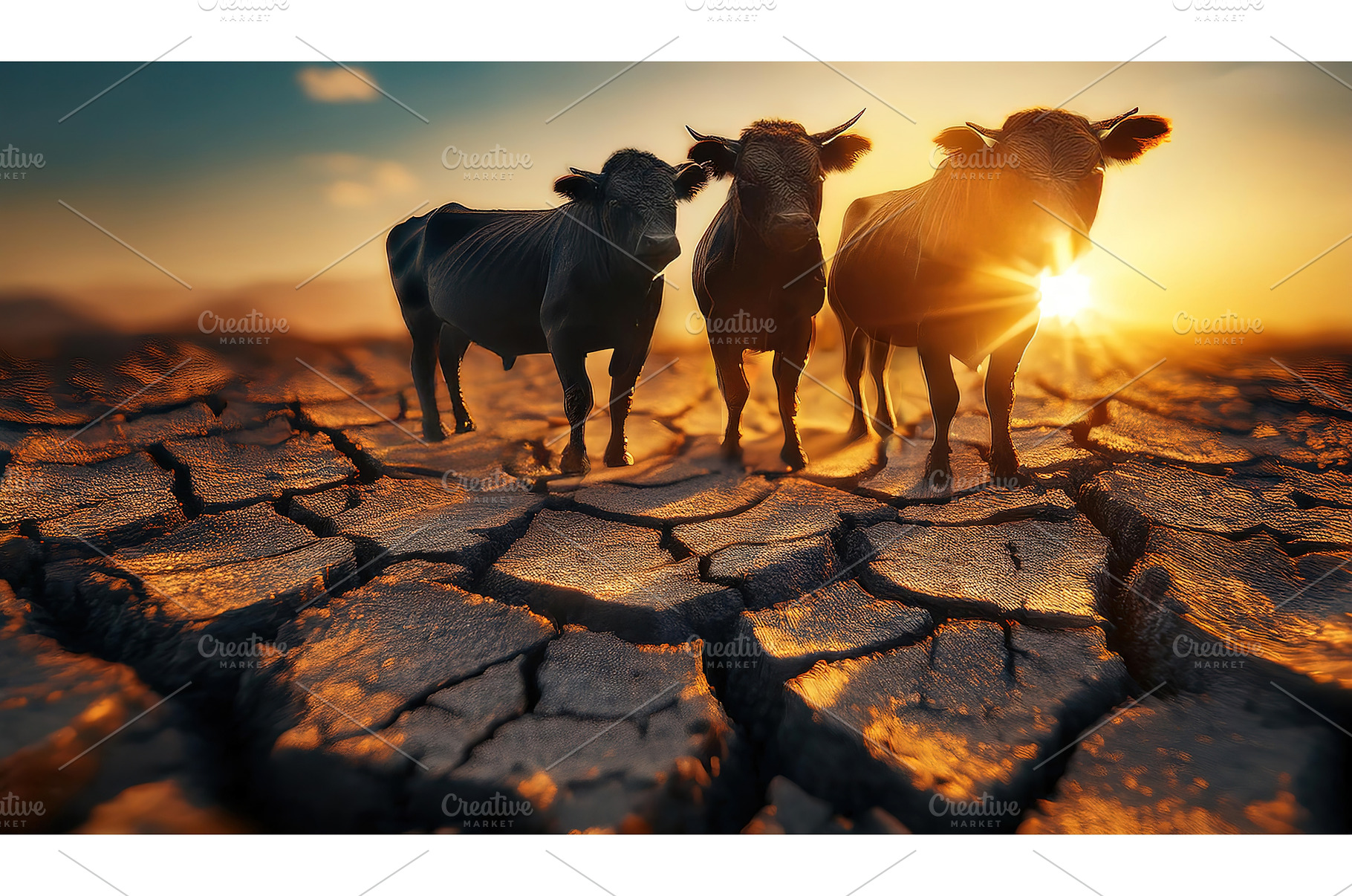 Three cows standing on cracked dry, a Nature Photo by Igor Tichonow