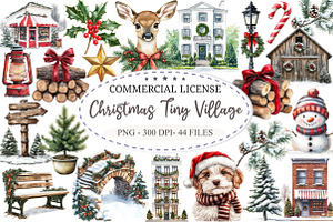 Christmas Tiny Village Clipart