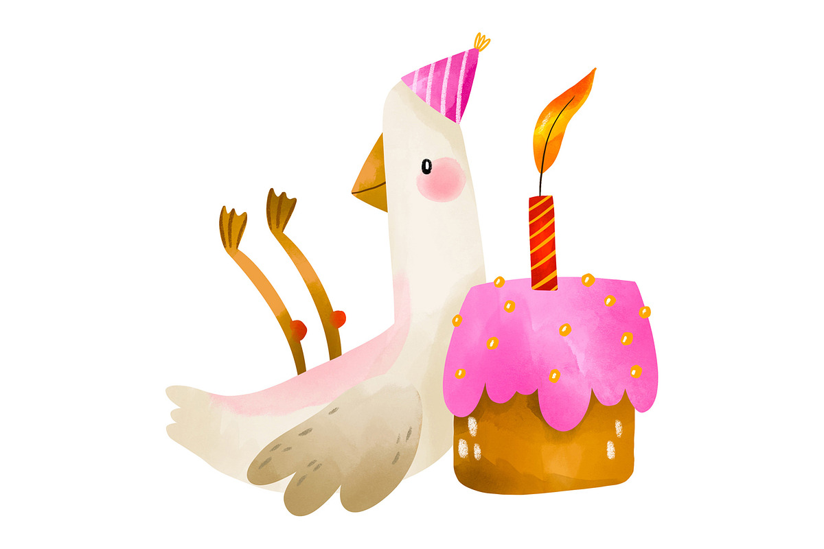 Cute Birthday Goose Clipart Set, an Animal Illustration by the_myro (Photo 8 of 8)