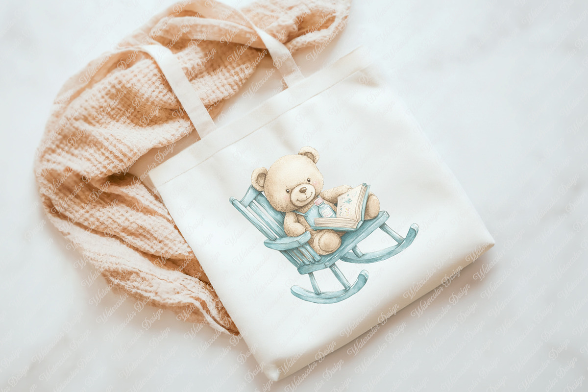 Cute Blue Teddy bear clipart, an Illustration by Watercolor design (Photo 5 of 12)