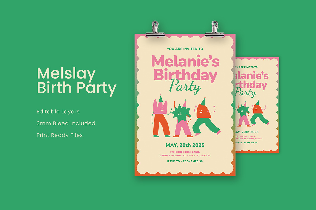 Melslay - Birthday Party, an Invitation Template by Poetjoek Creative (Photo 1 of 3)