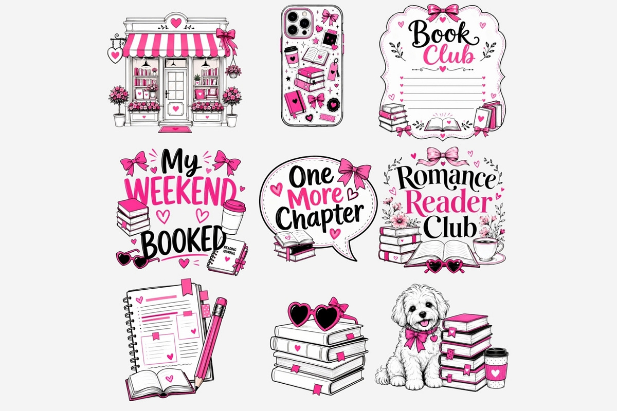 Book Besties Clipart Bundle, a Person Illustration by Tanya Kart (Photo 4 of 12)