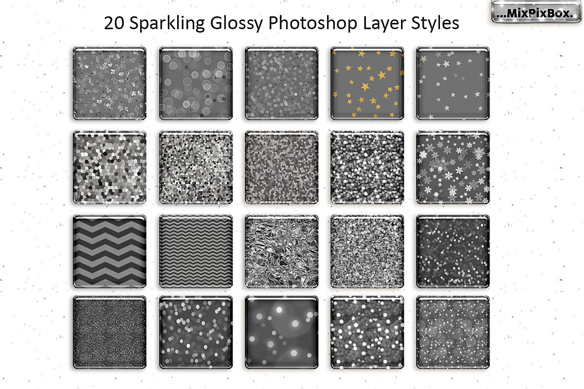 Sparkling Glossy Layer Styles for PS, a Layer Style Add-On by MixPixBox (Photo 8 of 10)