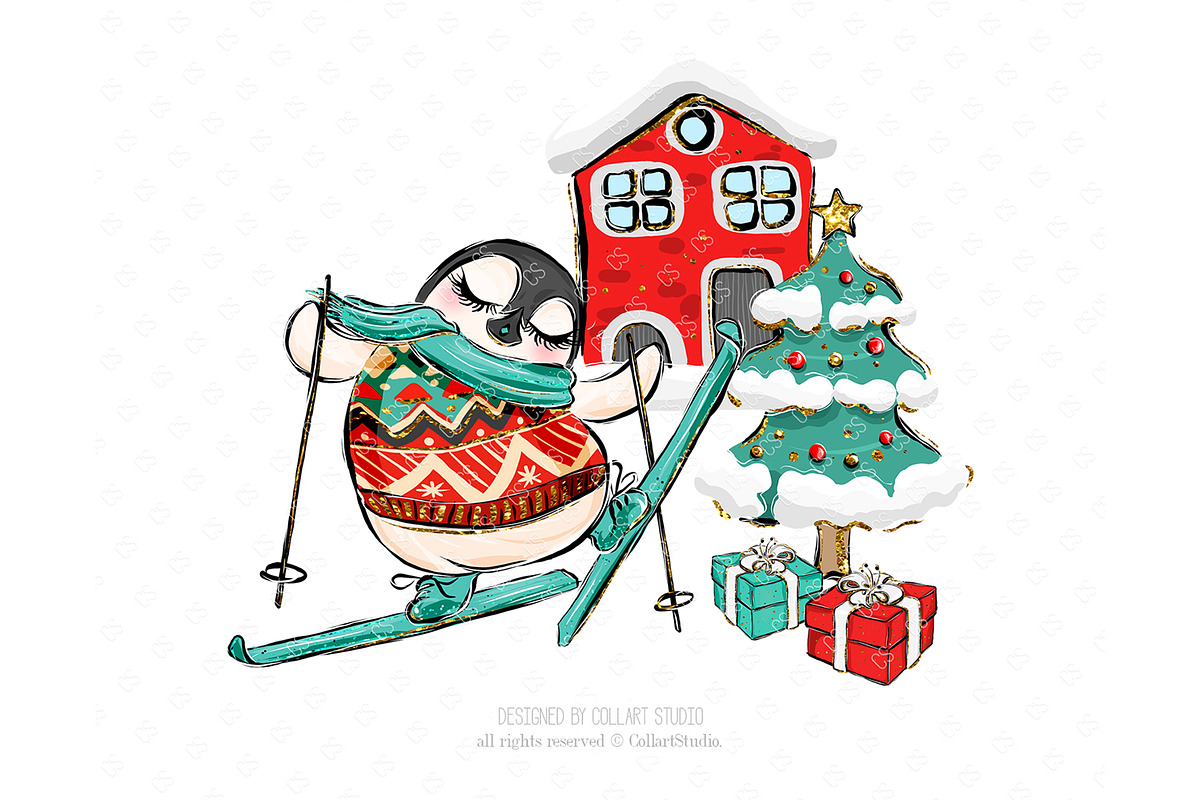 Winter Clipart, Cute Penguins, an Illustration by Collart Studio (Photo 9 of 10)