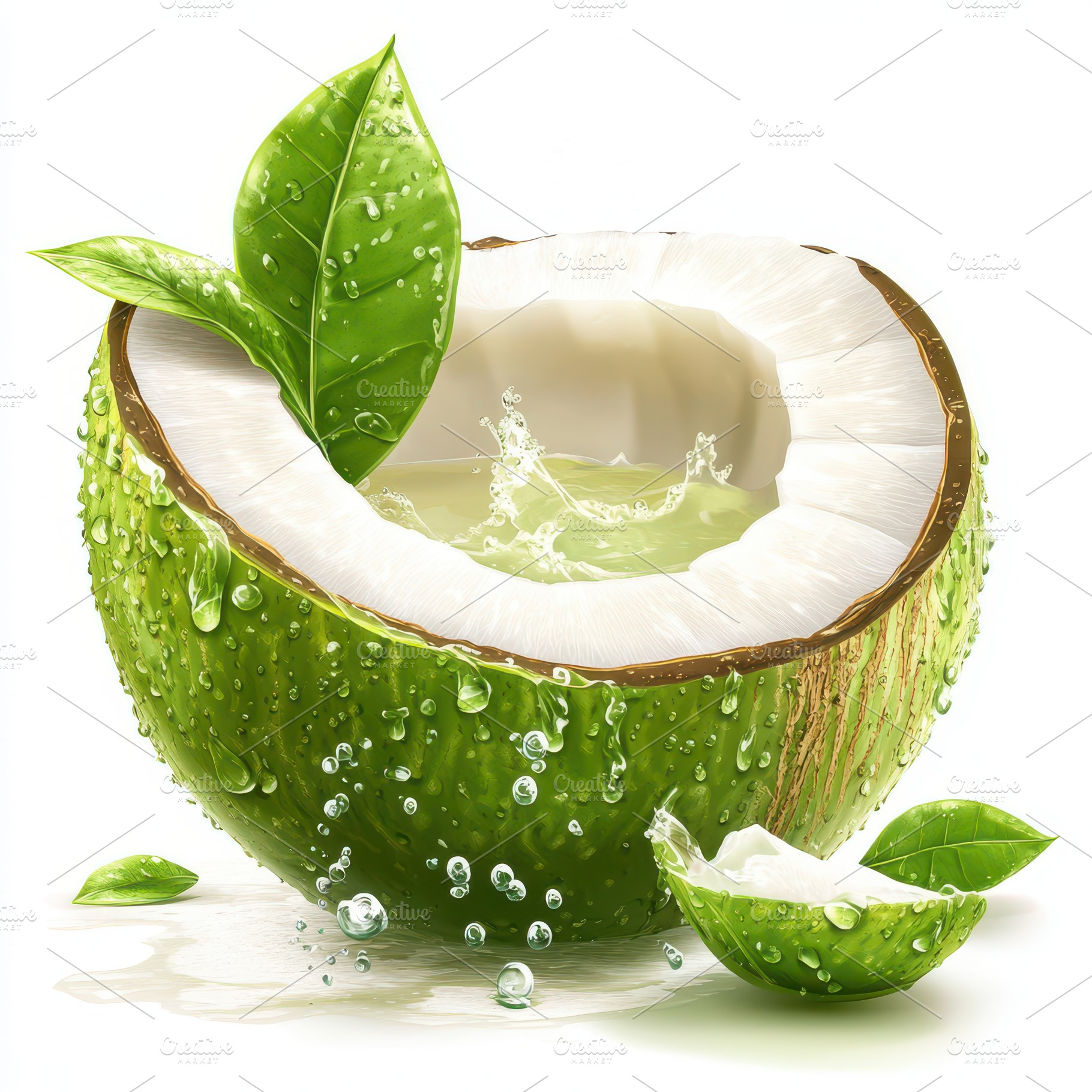 Refreshing Coconut Water Splashing G, a Food & Drink Photo by Pixeness Studio
