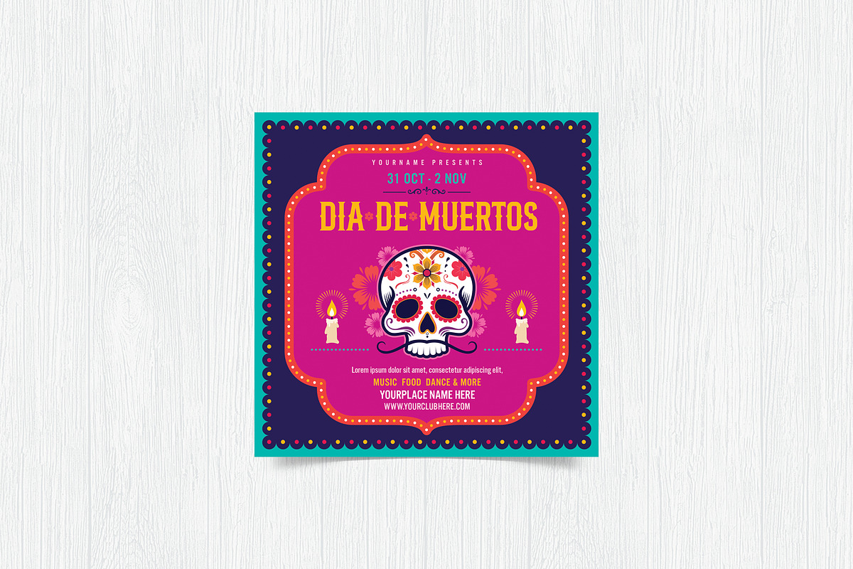 Day of Dead / Dia de Muertos Flyer, a Print Template by DesignWorkz