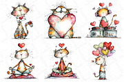 Quirky Valentine Cats Clipart, an Illustration by DreamPrint404 (Thumbnail 4 of 6)