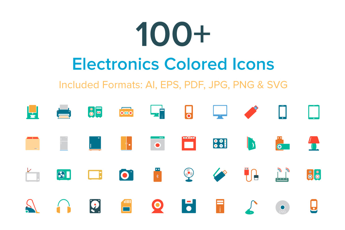 100+ Electronics Colored Icons