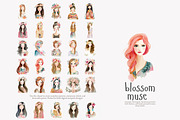 Watercolor boho women clipart set, a Decorative Illustration by Patishop Art (Thumbnail 5 of 11)