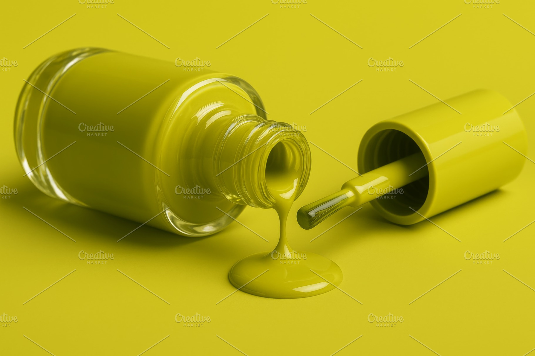 Chartreuse nail polish bottle with s, a Photo by Dvoevnore photos