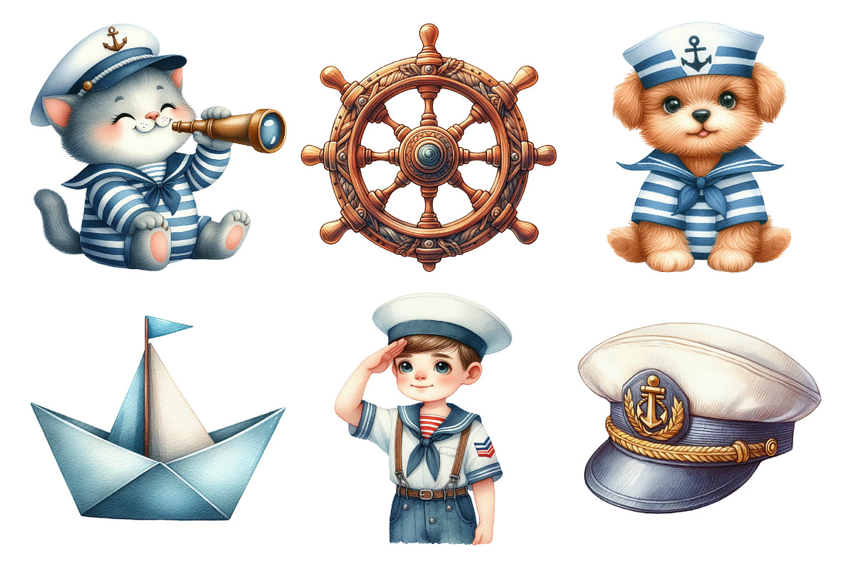 Cute Little Sailor Clipart, an Illustration by Daily.Designs (Photo 3 of 5)