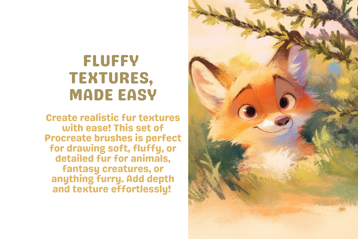 Fluffy Fur Brushes for Procreate, a Brush Add-On by Cozy Brushery (Photo 2 of 5)