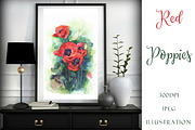 SALE! Watercolor poppy flowers, a Decorative Illustration by MaryAmi (Thumbnail 2 of 3)