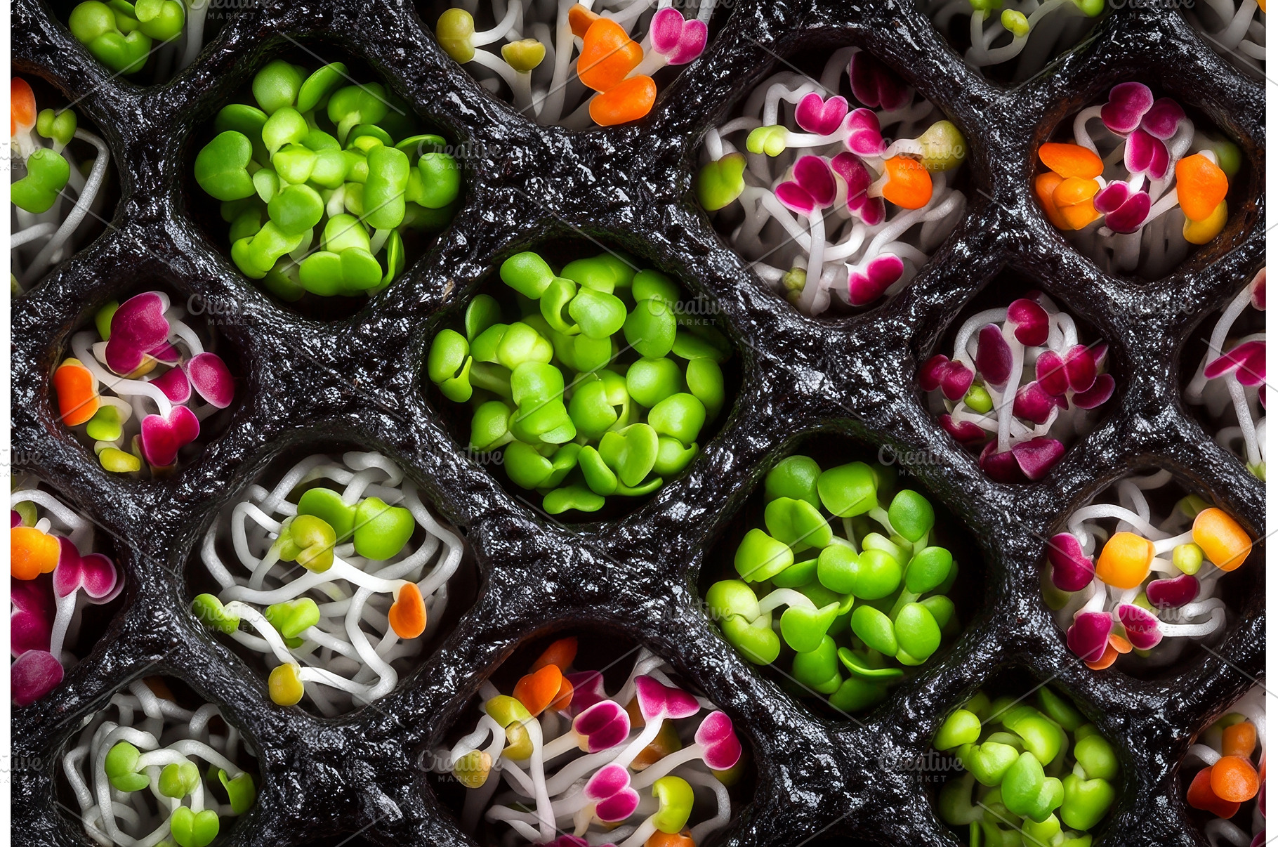 A close-up view of radish, amaranth, a Food & Drink Photo by ZinetroN