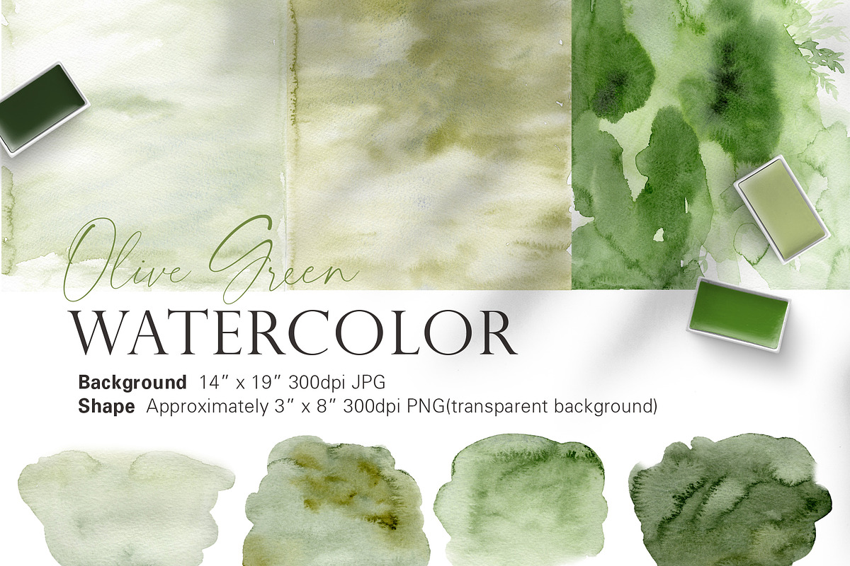 Watercolor Olive Green Flower, an Illustration by Beigetime (Photo 5 of 10)