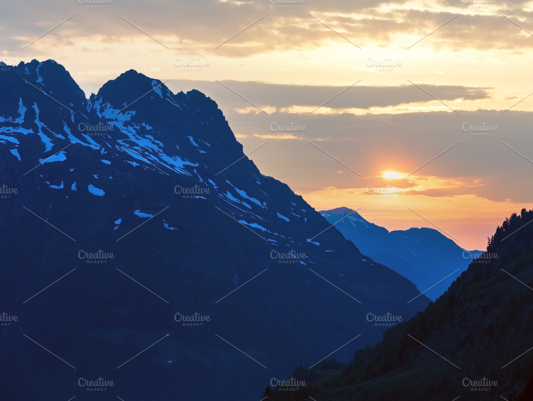Sunset mountain landscape (Timmelsjoch, Austria ), a Nature Photo by YuriyB