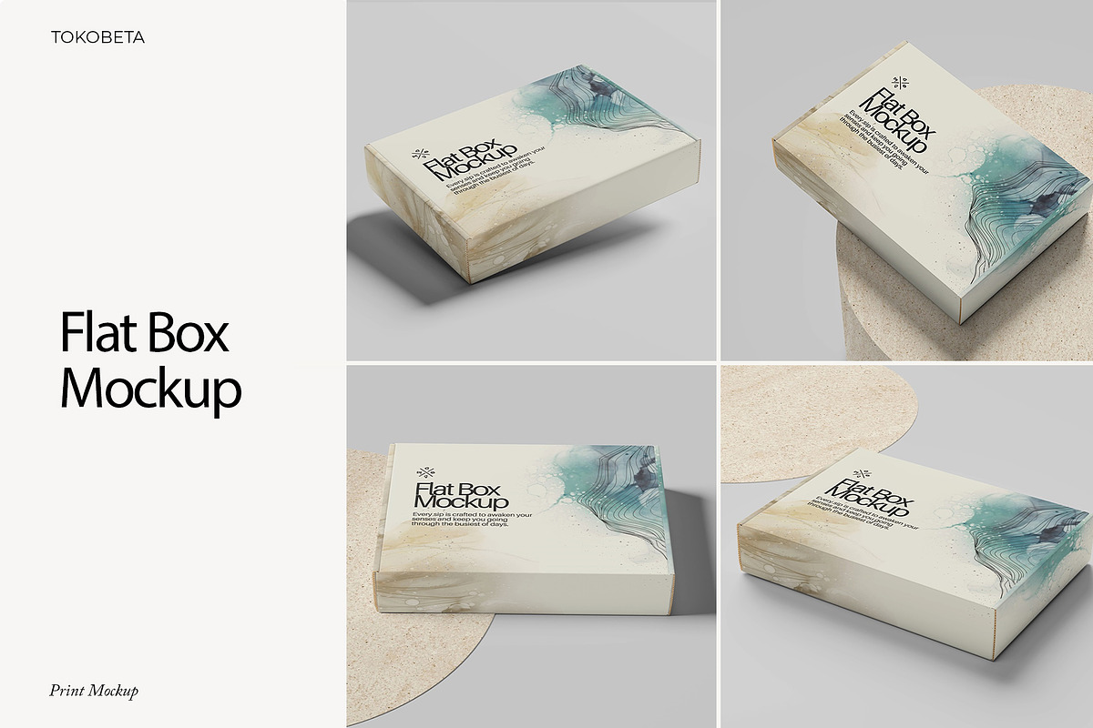Flat Box Mockup, a Packaging Mockup by Tokobeta (Photo 1 of 7)