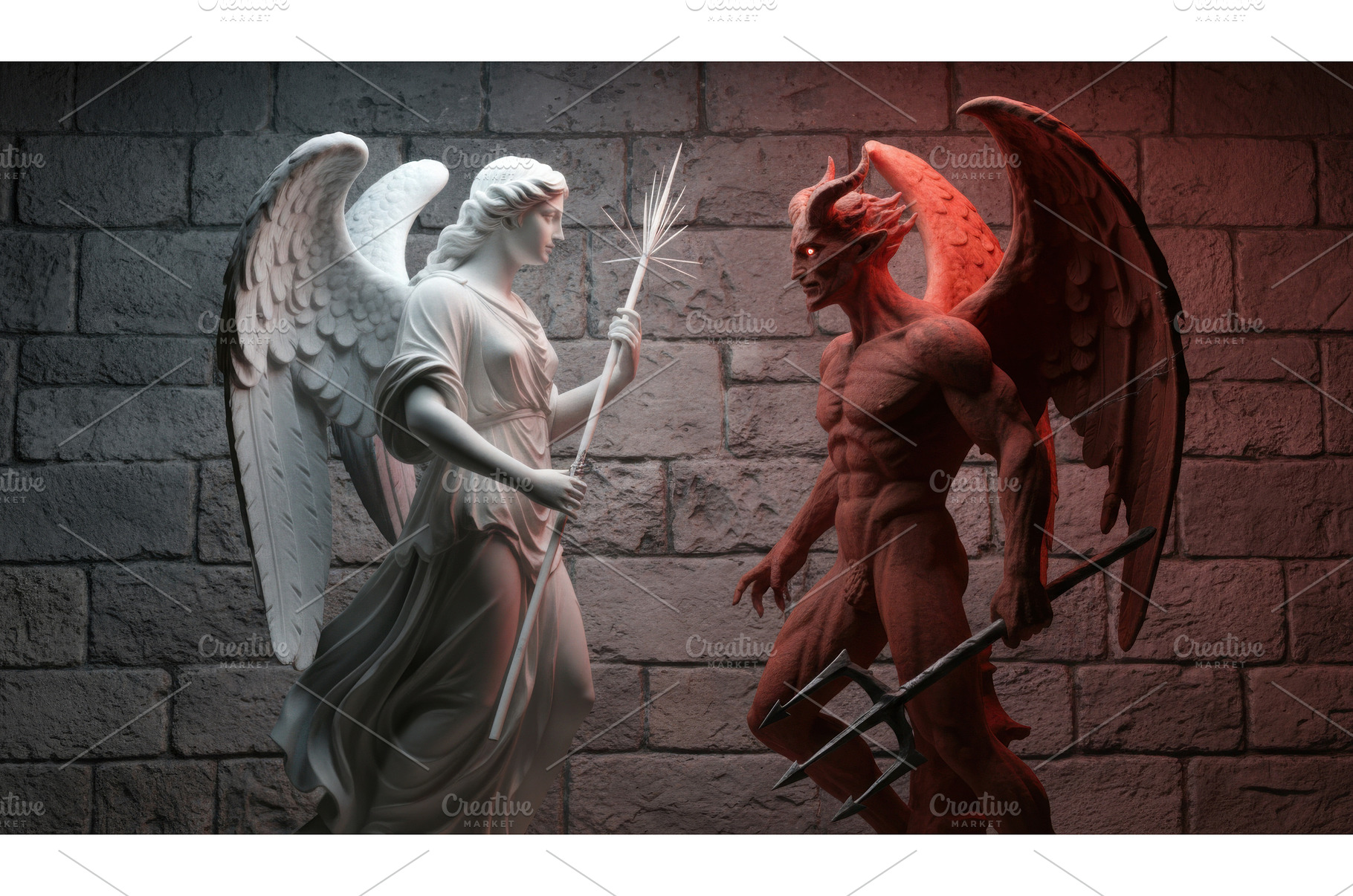 White marble angel statue and red, an Arts & Entertainment Photo by Igor Tichonow