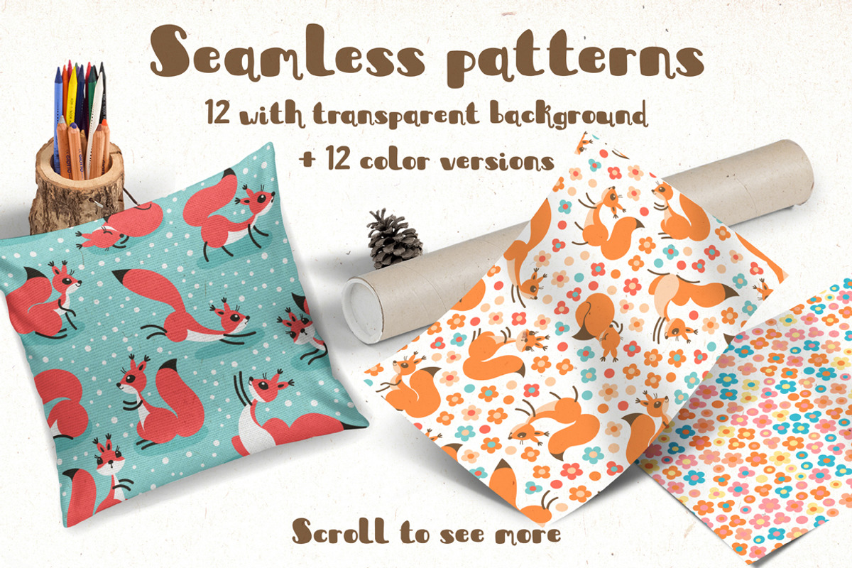 A Scurry of Squirrels - Design Kit, an Animal Illustration by Baksiabat (Photo 11 of 12)