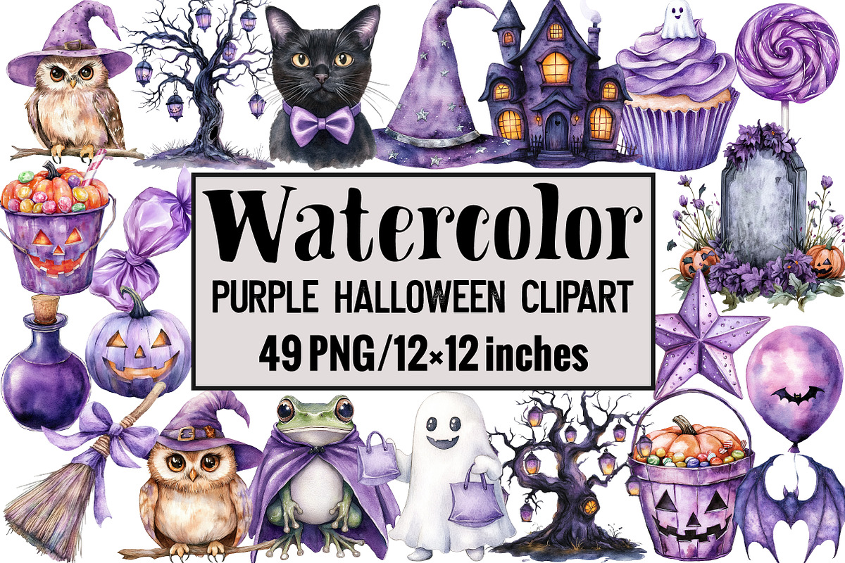 Purple  Halloween Clipart, an Illustration by Design Market (Photo 1 of 3)