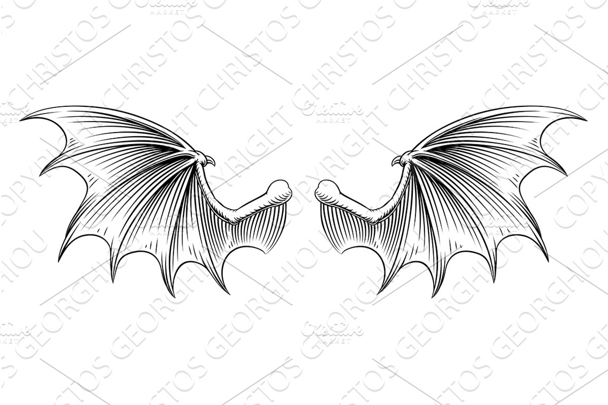 Bat Dragon Devil Demon Vampire Wings, a Decorative Illustration by Christos Georghiou